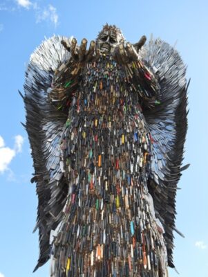 The knife angel is being used to promote the #NoMoreKnives campaign.