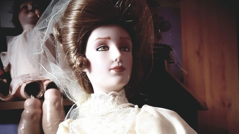 The Bridal Doll, part of the Haunted Objects Museum exhibition.