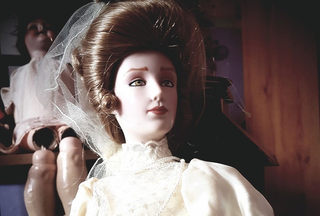 The Bridal Doll, part of the Haunted Objects Museum exhibition.