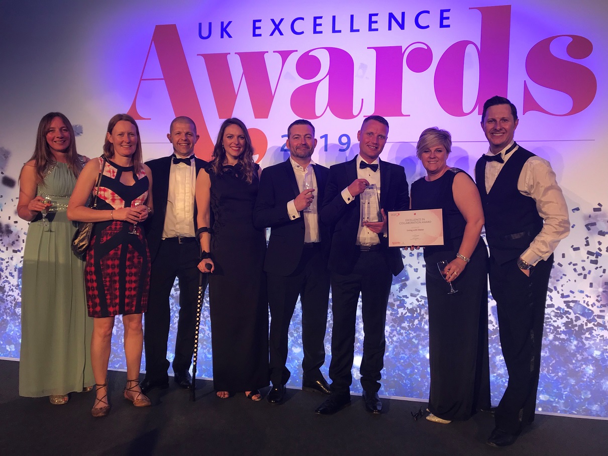 The Living with Water team after winning the Excellence in Collaboration Award at the British Quality Foundation Awards.