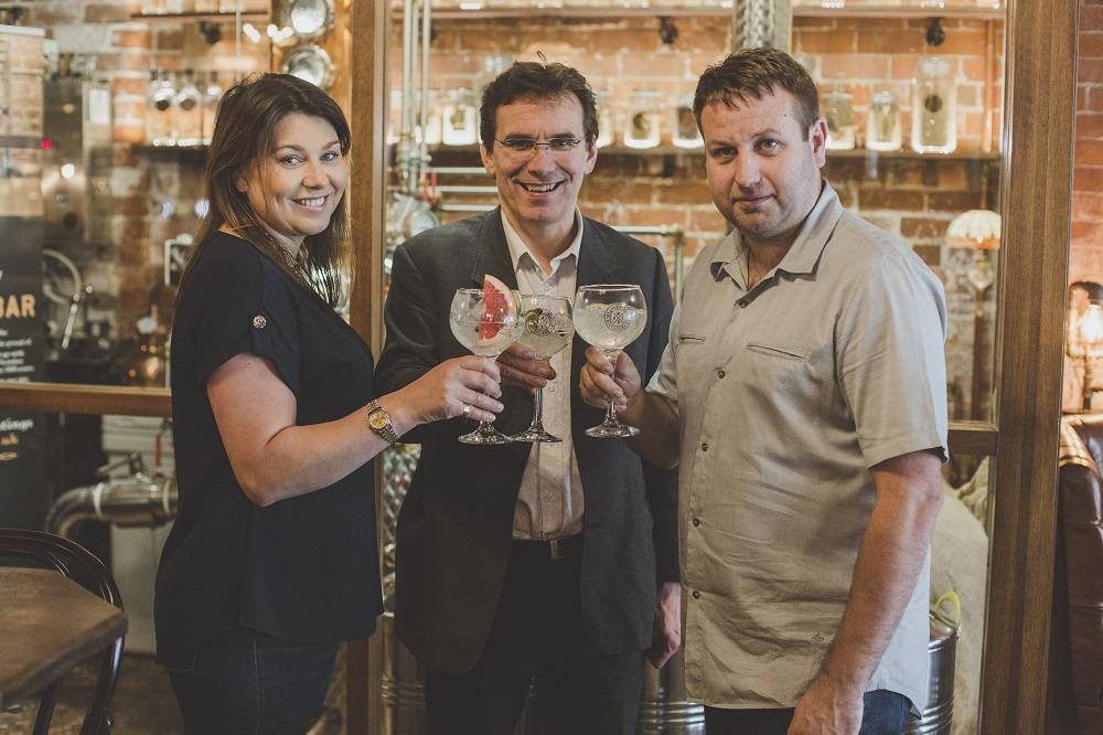 2: Councillor Daren Hale, Hull City Council’s Portfolio Holder for Economic Investment and Regeneration, pictured centre, joins Charlotte Bailey and Lee Kirman in tasting the new 57% Trawler Gin.