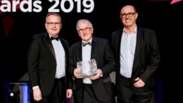 Graham Chesters, centre, at the REYTA Awards 2019, with Cllr Dave Craker, right, of Hull City Council and Cllr Richard Burton, leader of East Riding Council.