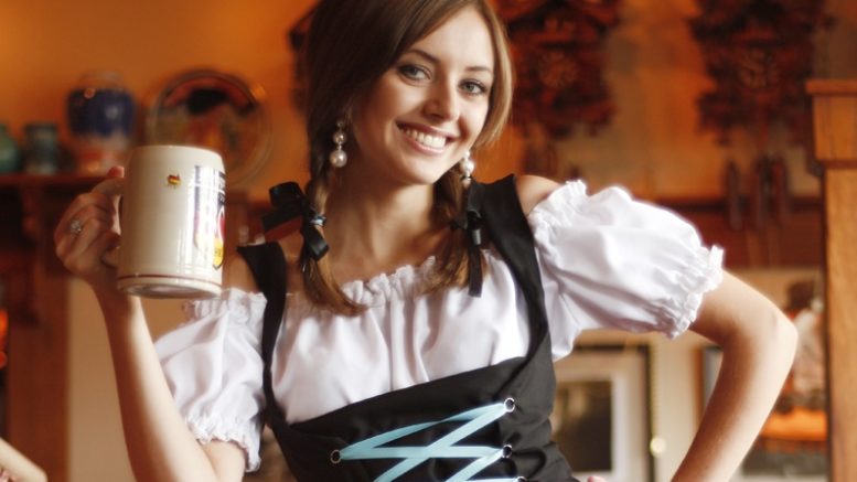 A girl in traditional Oktoberfest outfit