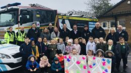 Pupils at Greenway Academy on Pupils at Green Way Academy were visited by a white ribbon-wrapped fire engine and police car to mark White Ribbon Day.White Ribbon Day.