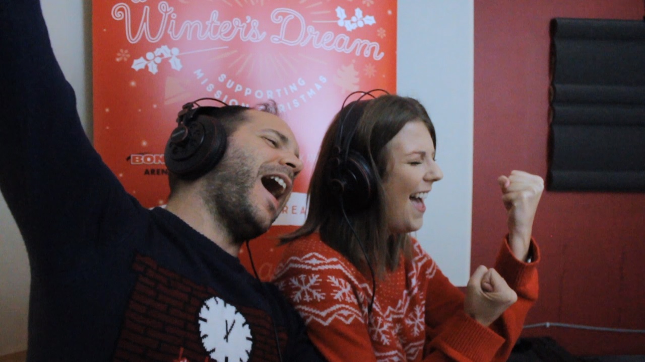 Charity Christmas song A Winter's Dream being recorded in Hull.