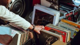 A man browses through vinyl records