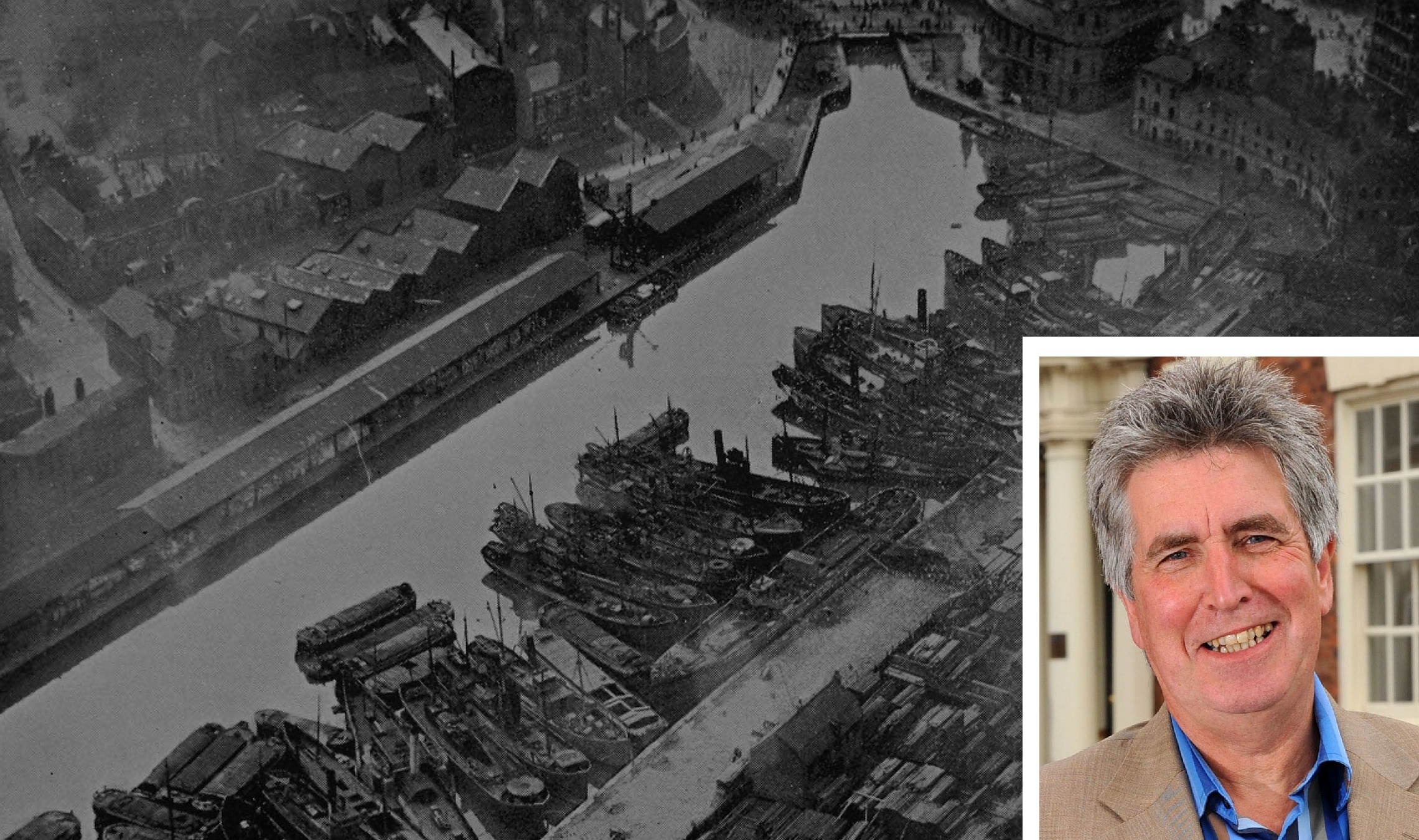 Queens Dock, pictured Handbook to Hull and the East Riding of Yorkshire, published in 1922. Inset, Dr Robb Robinson.