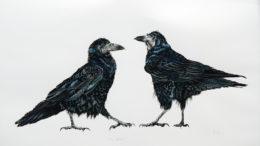 The Quarrel, 2019, Hand coloured Lino Print by Holly Scott