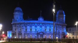 The Maritime Museum is illuminated blue to celebrate the NHS