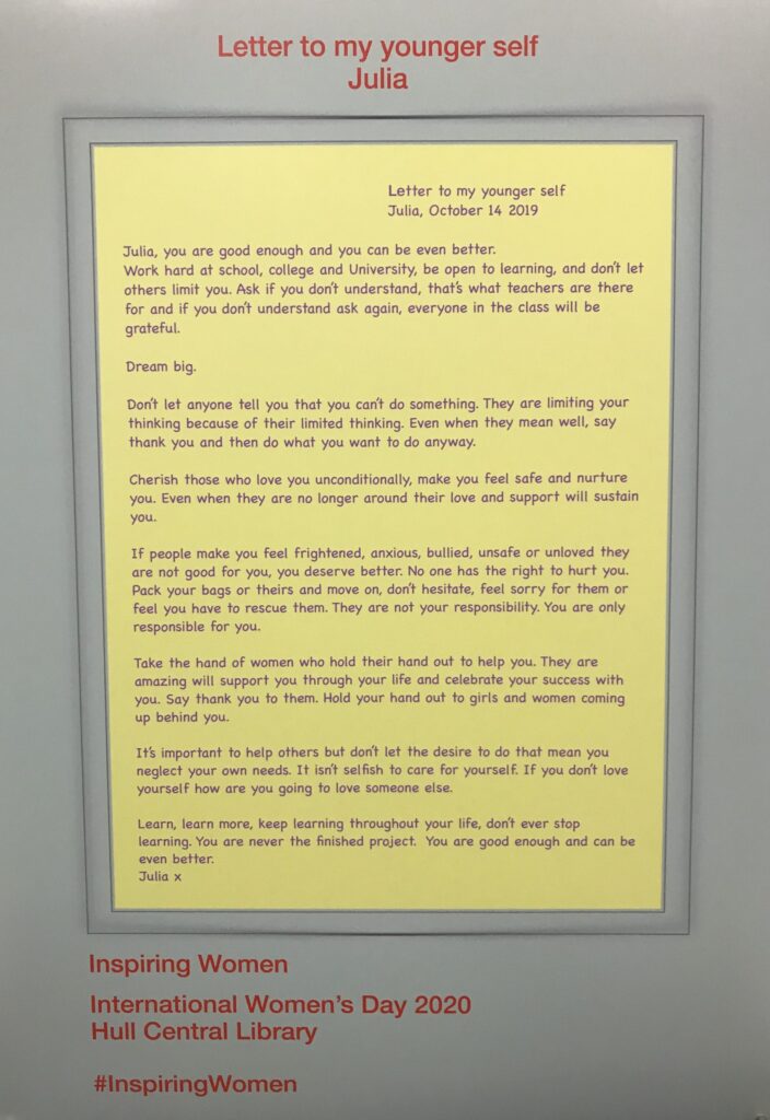 Women write inspiring letters to their younger selves Hull CC News