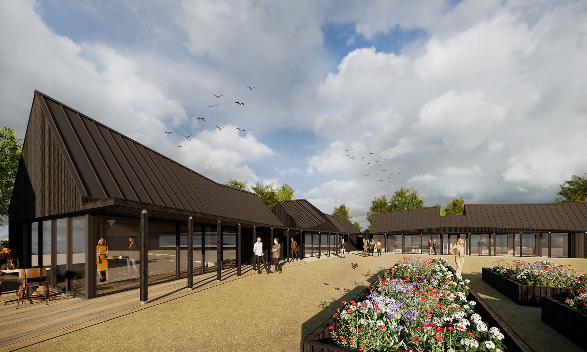 A CGI impression of the Veterans Village exterior, created by Hodson Architects.