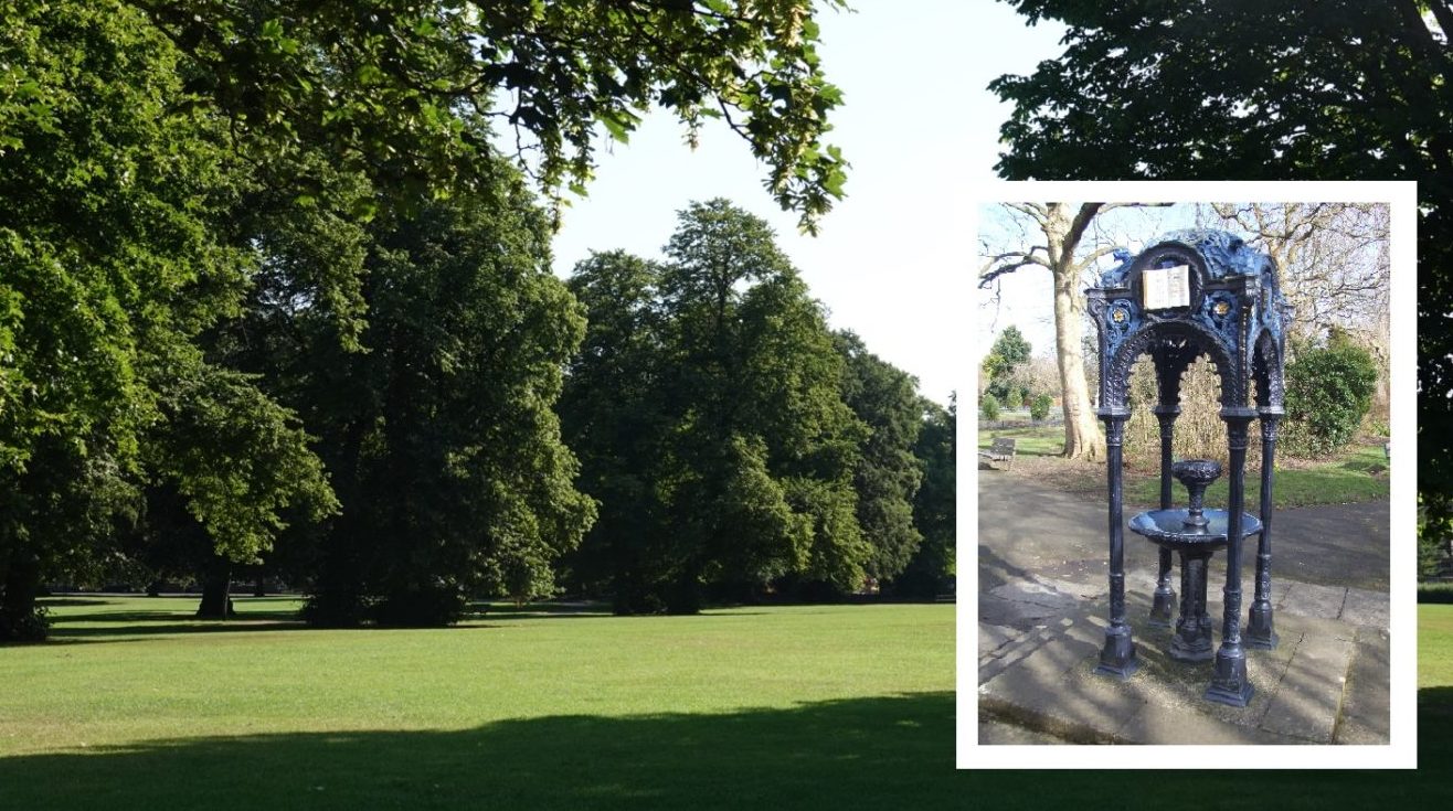 Pearson Park in Hull. Inset, the fountain.
