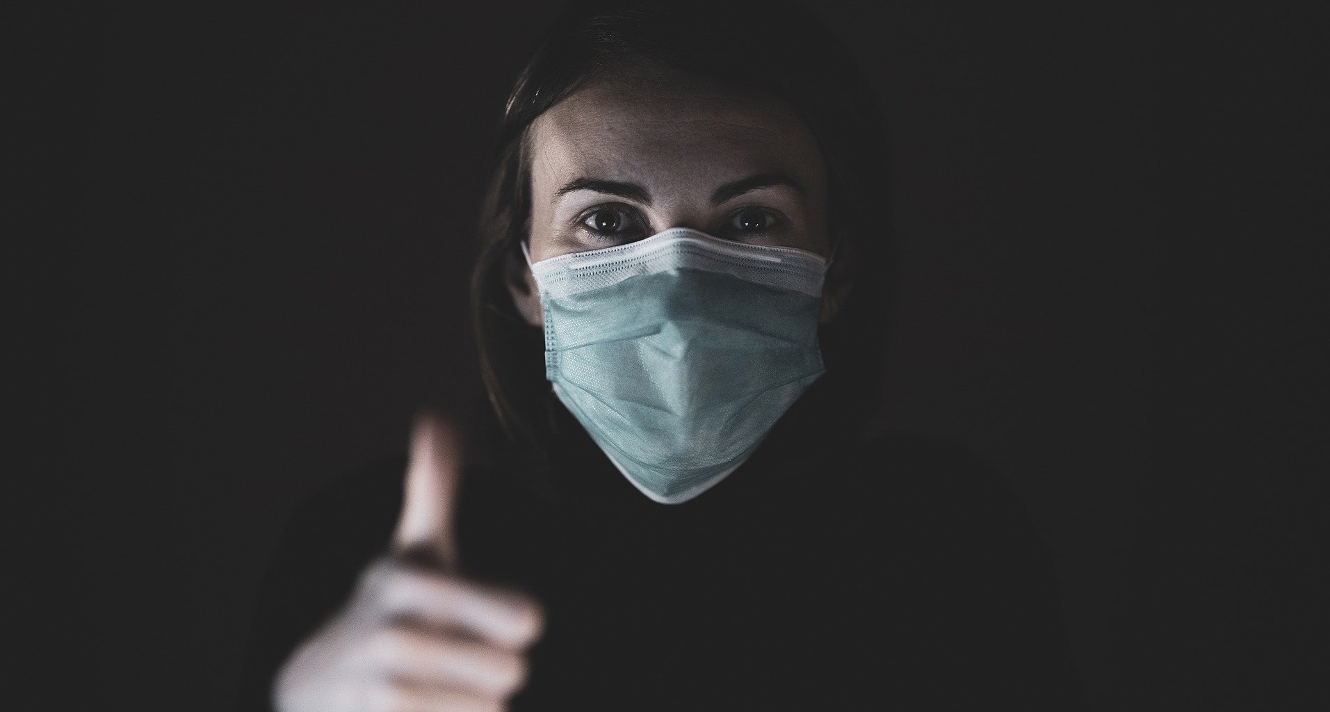 A woman wearing a face mask