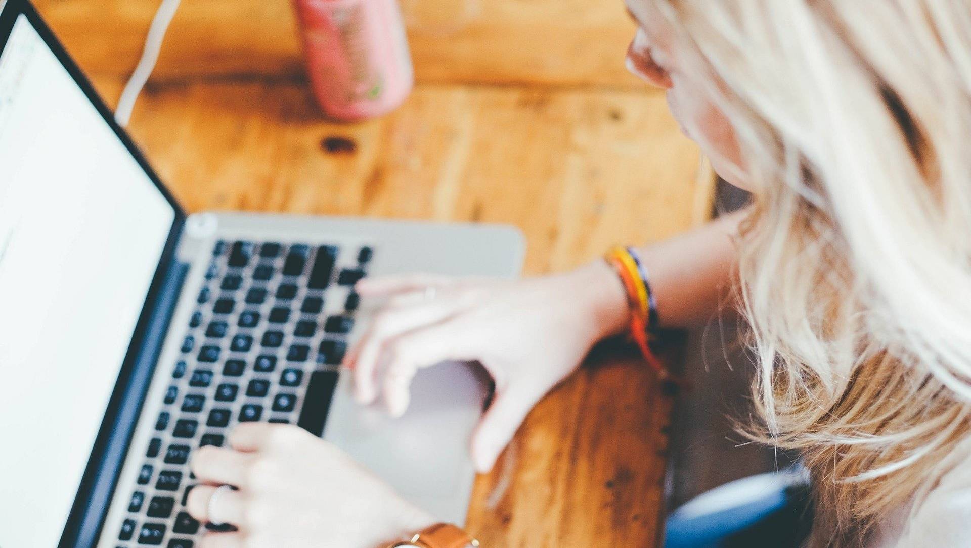 A woman using a laptop