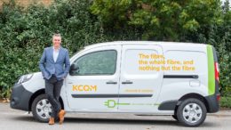 Tim Shaw, managing director of KCOM Wholesale & Networks, with a van from the new fleet.