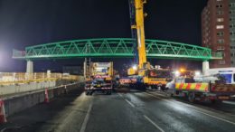 A63 footbridge is lifted into place