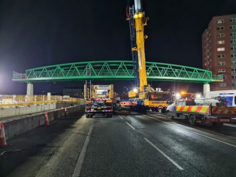 View article Watch the new A63 footbridge being lifted in place in fascinating timelapse video