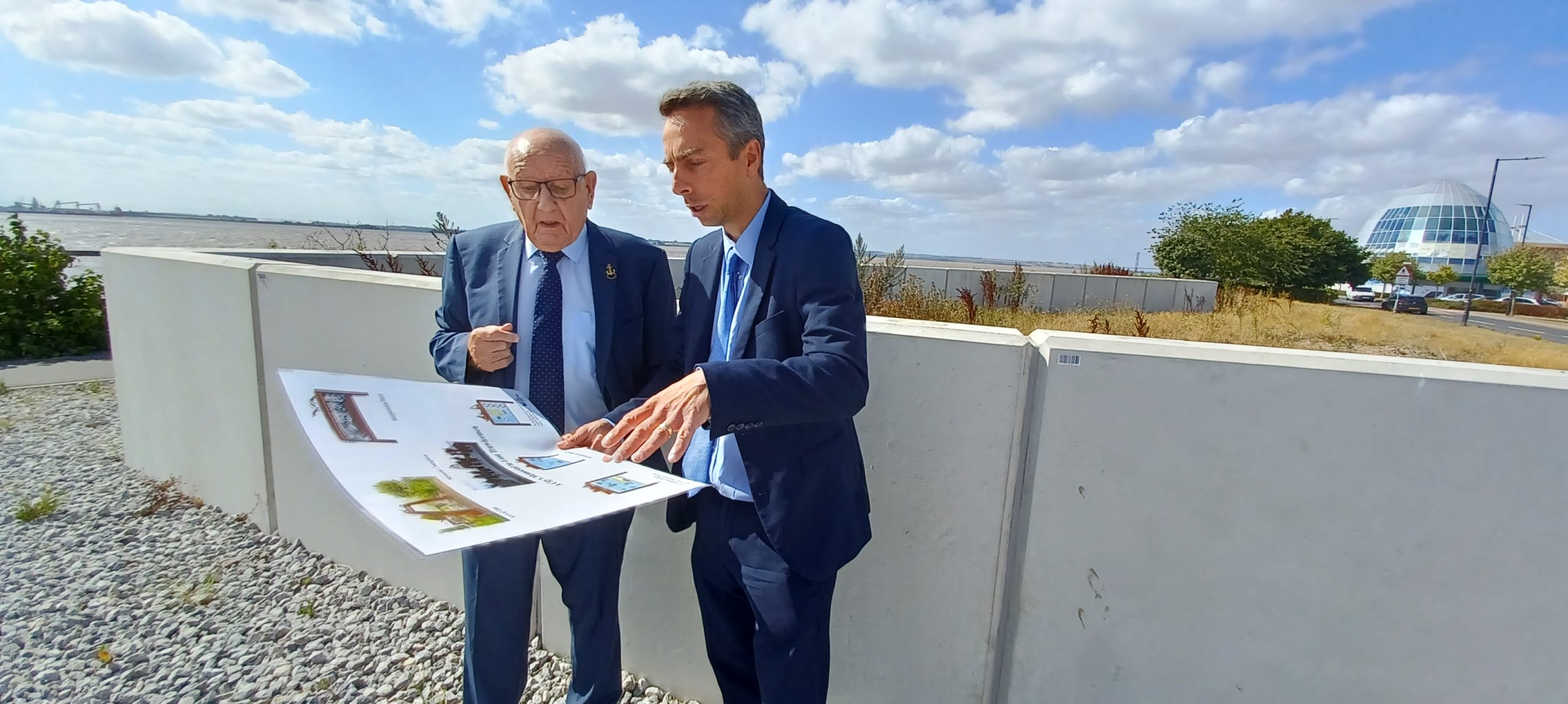 Hull City Council leader Cllr Mike Ross with Ron Wilkinson, chair of Stand, looking at the plans at St Andrew's Quay
