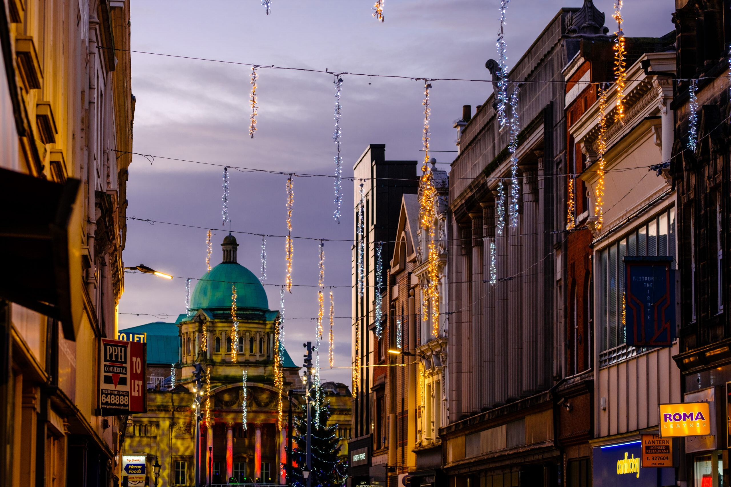 Christmas lights in Whitefriargate, Hull city centre