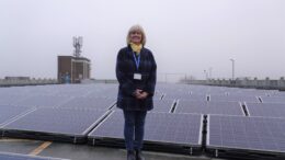 Councillor Julia Conner, portfolio holder for Environment and Climate Change Lead at Hull City Council with the solar PV on the Pryme Street Car Park.