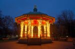 Pearson Park bandstand with Christmas lights