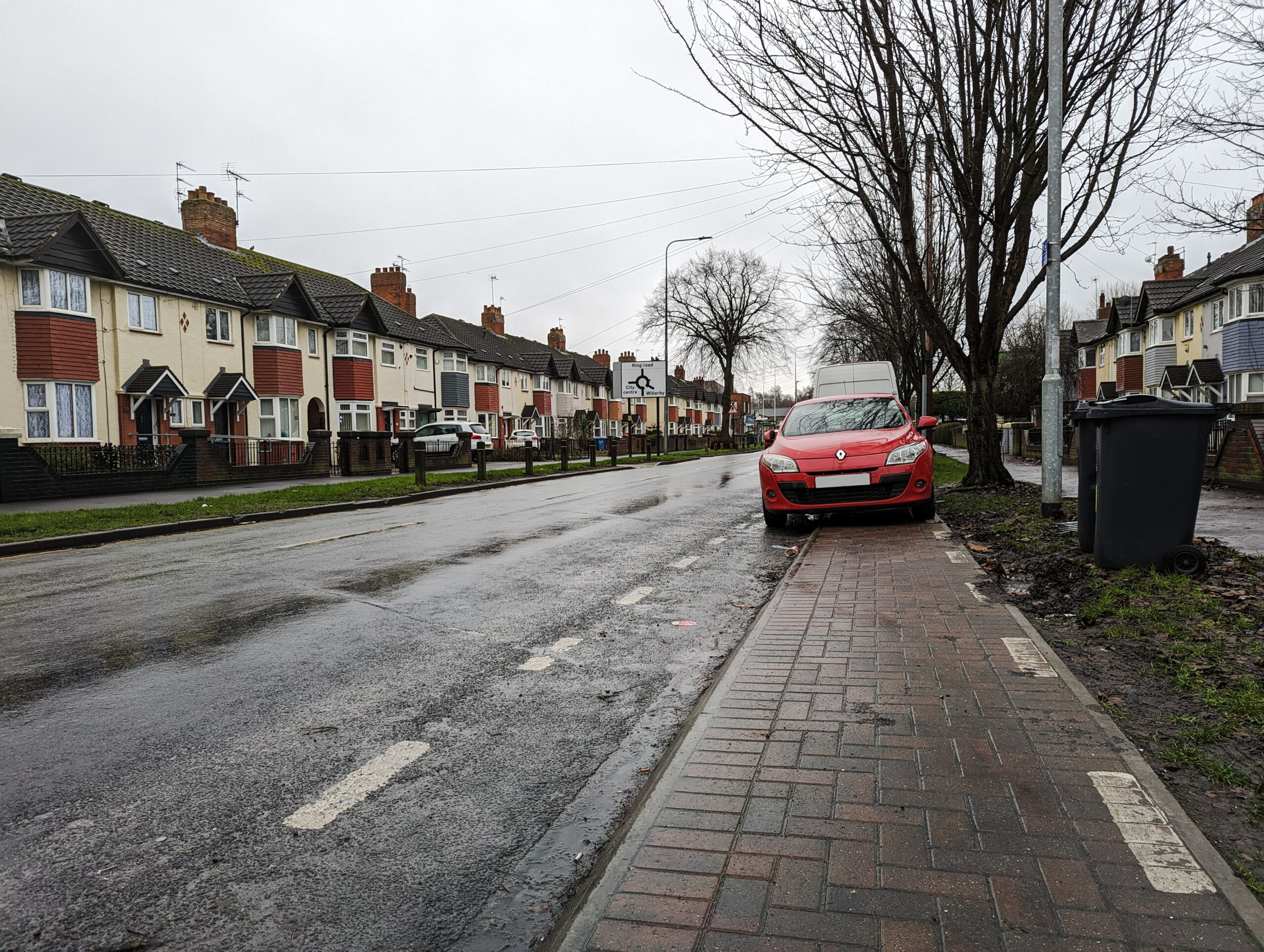 Half-on, half-off parking on Calvert Road, west Hull.