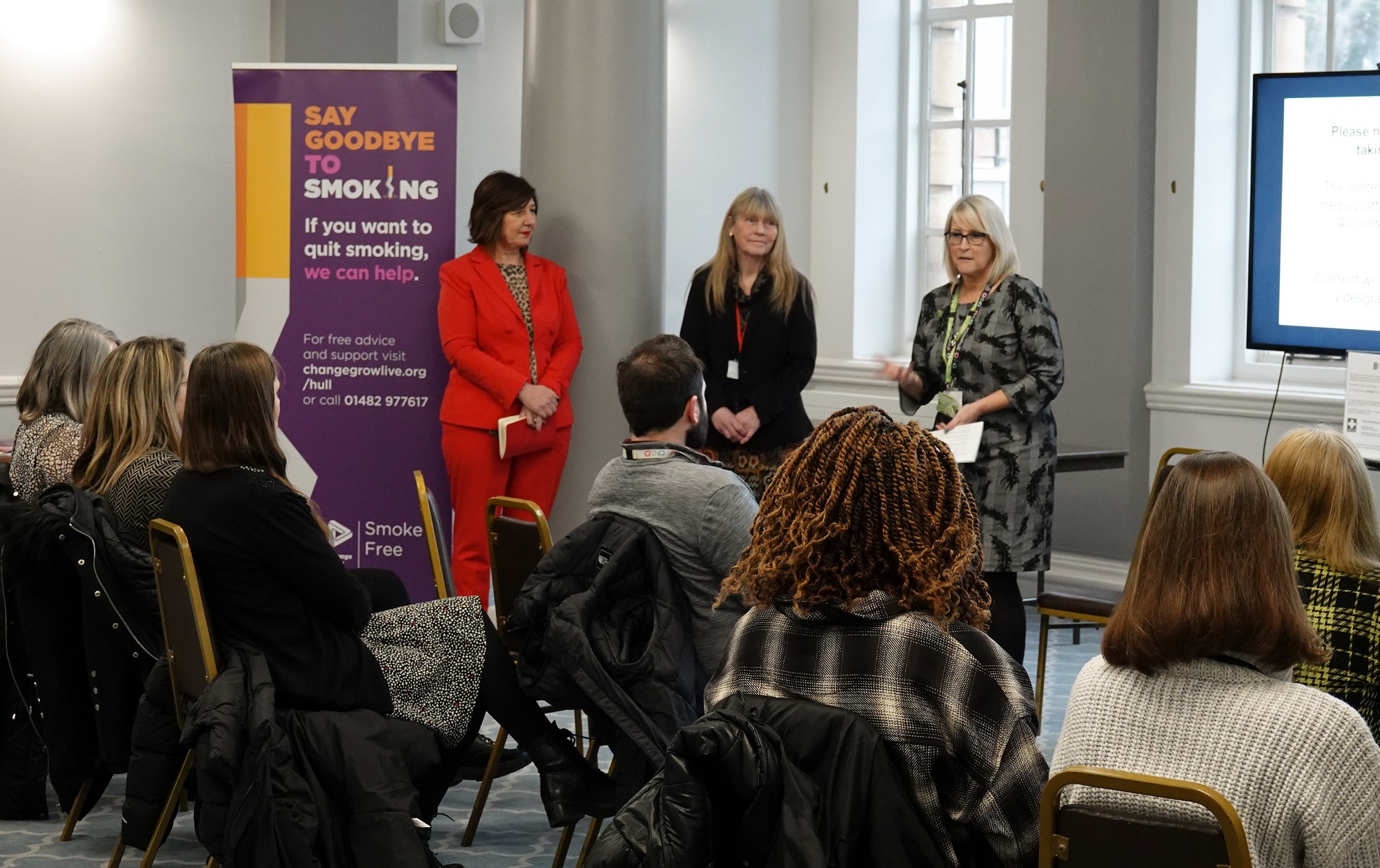 Julia Weldon, Councillor Jackie Dad and Kate Harley at the launch of the new Mental Health Policy.
