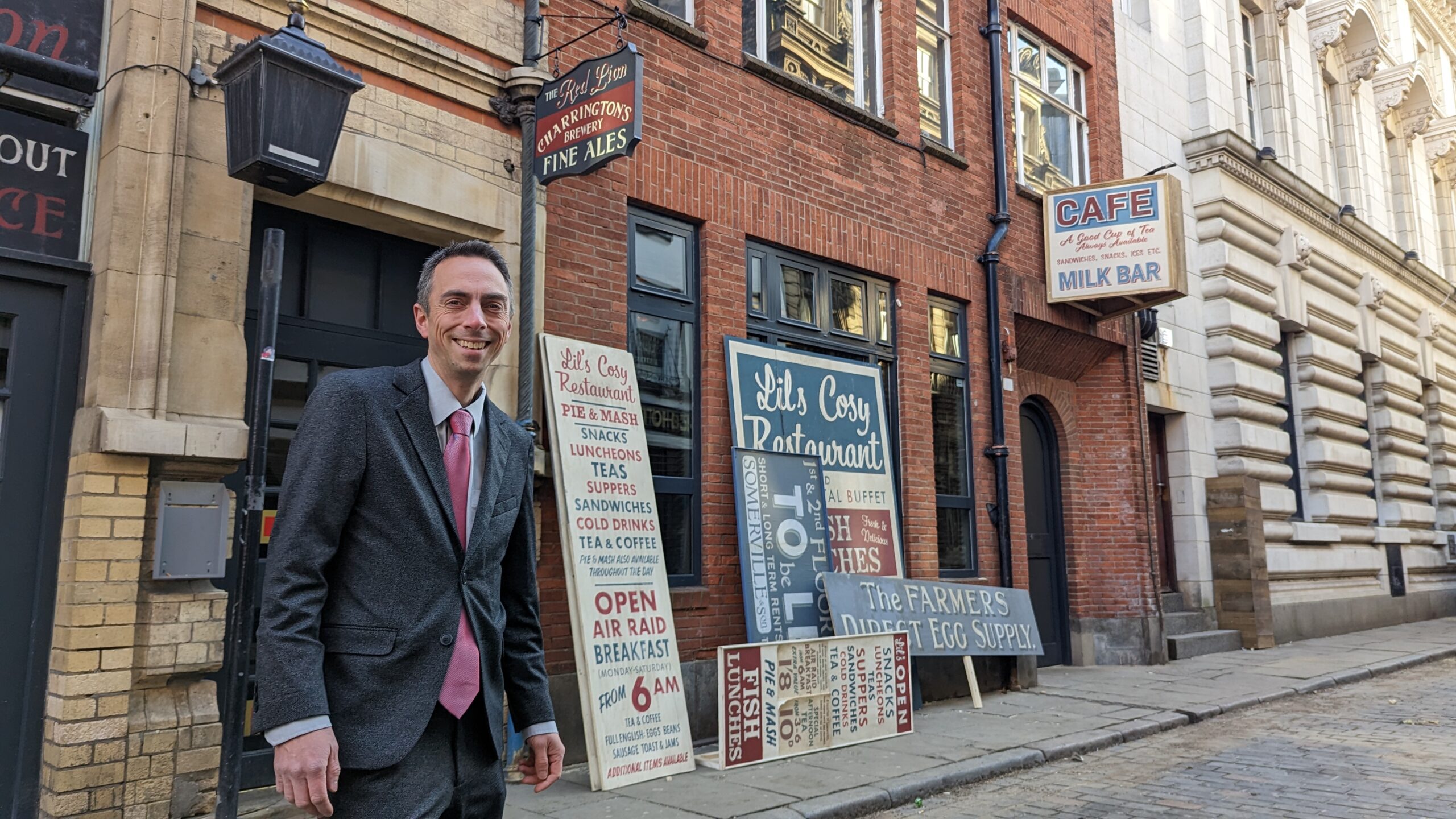 Cllr Ross on Land of Green Ginger during Apple TV filming