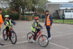 Children taking part in a Bikeability session