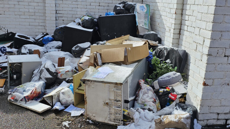 The waste accumulated at the property on Mayfield Avenue.