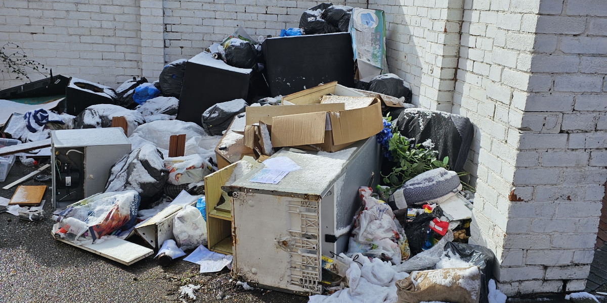 The waste accumulated at the property on Mayfield Avenue.