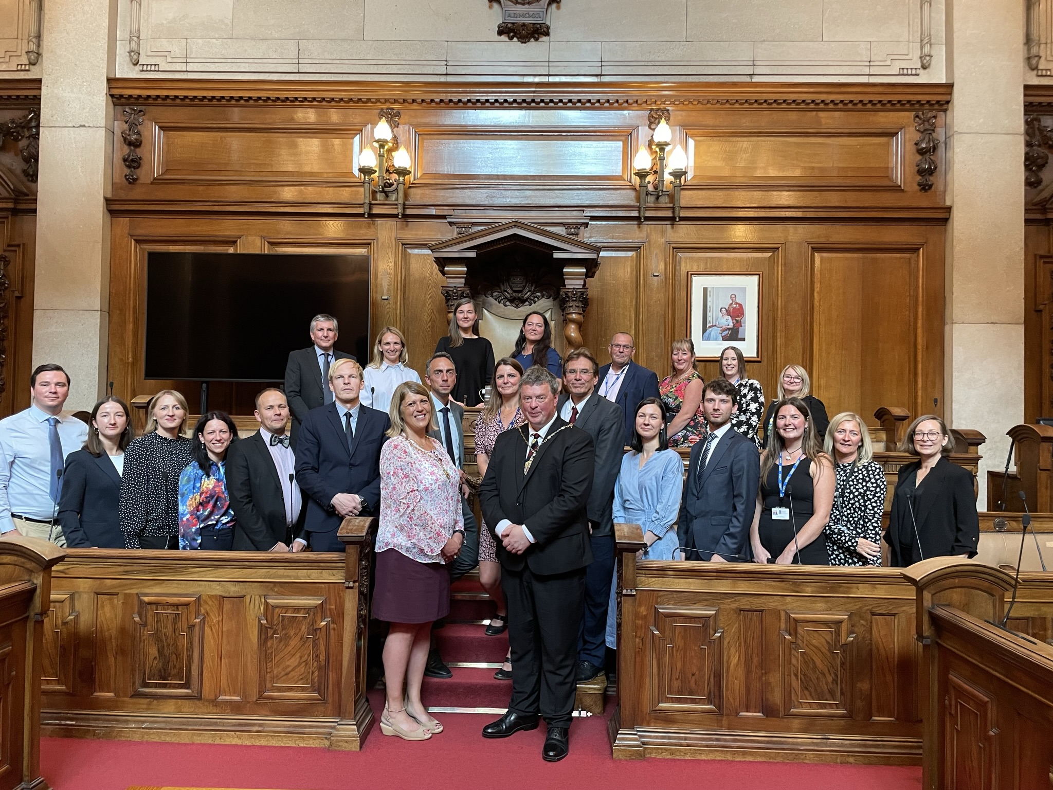 Deputy Lord Mayor of Hull John Robinson, his Lady Councillor Sarita Robinson, Councillors Mike Ross and Daren Hale, Riga City Council Neighbourhood coordinators and the Hull Neighbourhood Coordinator team.