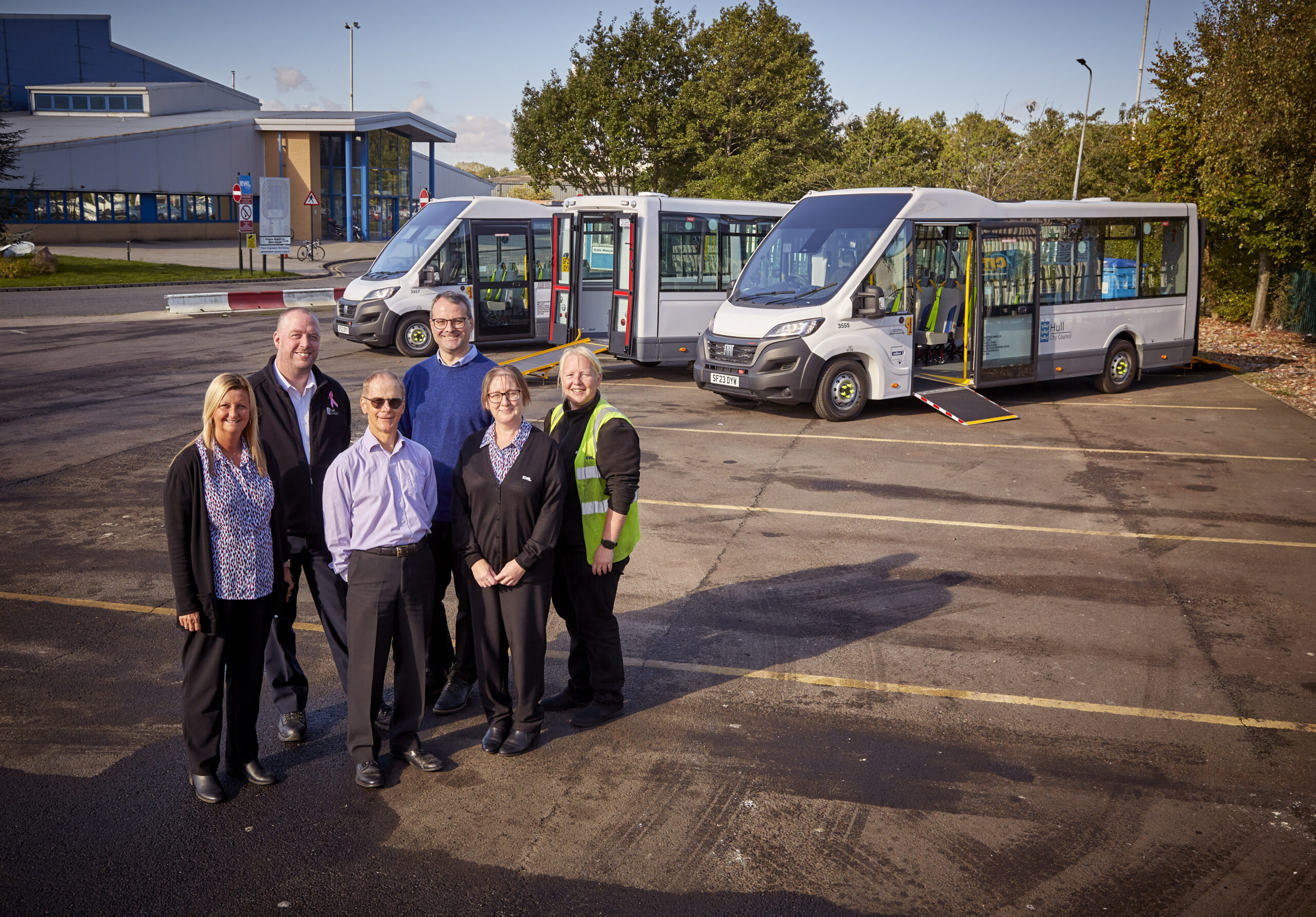 L:R: Jane Jones, KWL Fleet; Neil Hulks, Hull City Council Passenger and Operational Transport Manager; Tony Craggs, KWL Fleet; Cllr Mark Ieronimo, Portfolio Holder for Transport, Roads, Highways; Sally Jarvis, KWL Fleet; Gemma Livesey, KWL Fleet.