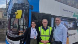 Bus surgery event on World Car Free Day (L to R) Kerry Ryan, head of transport and traffic management at Hull City Council, John Donnelly, commercial manager at Stagecoach East Midlands, and Councillor Mark Ieronimo, cabinet portfolio holder for transportation, roads and highways