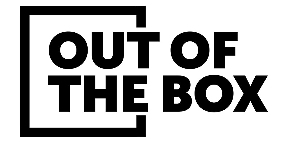 The Out of the Box logo is a black square with writing coming out of the right side. Join us for Out of the Box, a free music event on Friday 17 November.