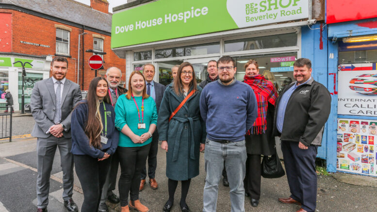 Representatives from the partnership outside the new Re-Use Shop on Beverley Road, Hull.