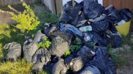 Black bags full of rubbish at the property on Woodgate Road.