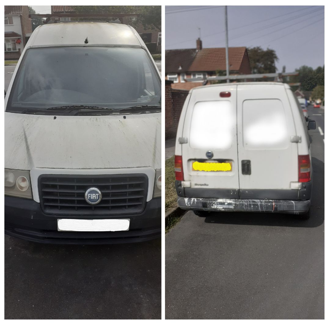 The abandoned vehicle in Netherton Road.