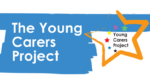 A gold star logo and a blue paint background. The text reads 'the Young Carers Project'.