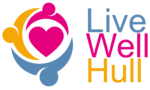 The yellow blue and pink Live Well Hull logo.