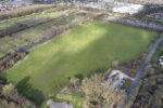 An aerial shot of Bude Park Playing Fields.