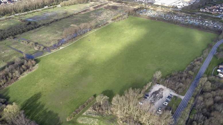 An aerial shot of Bude Park Playing Fields.