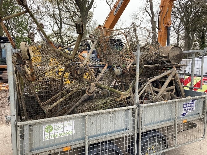 Trolley and other waste collected from Beverley and Barmston Drain