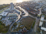 An aerial shot of East Bank Urban Village site.