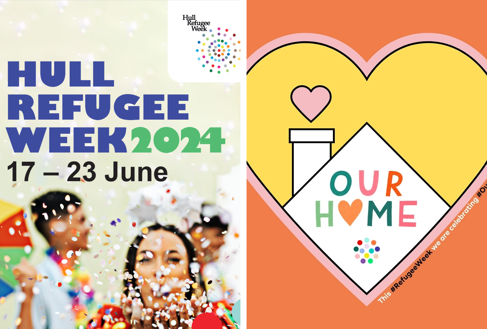 Two posters from Hull Refugee Week.