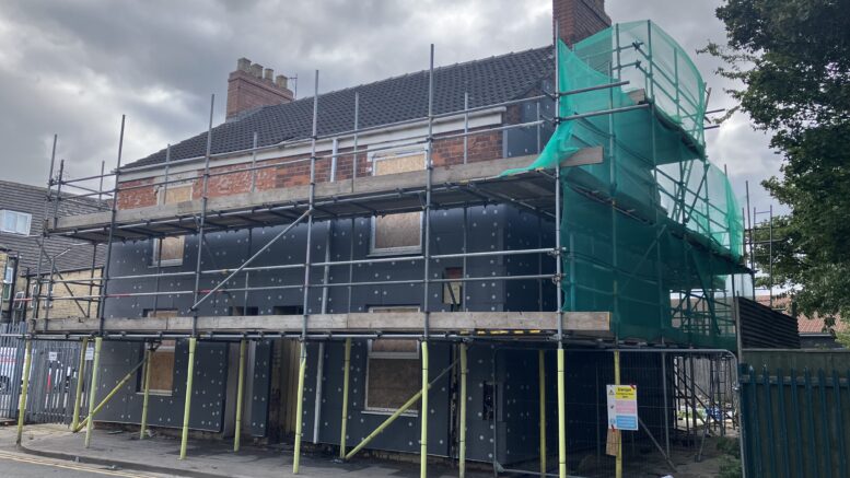 A house with scaffolding