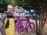 Councillor Mark Ieronimo with one of the new Cyclehoop bike ports in Jameson Street