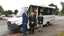 The new Haltemprice & West Hull MediBus Service has been launched. From left, Councillor Mark Ieronimo (cabinet portfolio holder for transportation, roads and highways at Hull City Council), Gary Ansell (principal public transport officer at East Riding of Yorkshire Council), Mike Seed (medibus driver) and Caroline Wegrzyn (manager of HART - Holderness Area Rural Transport) with the new vehicle.