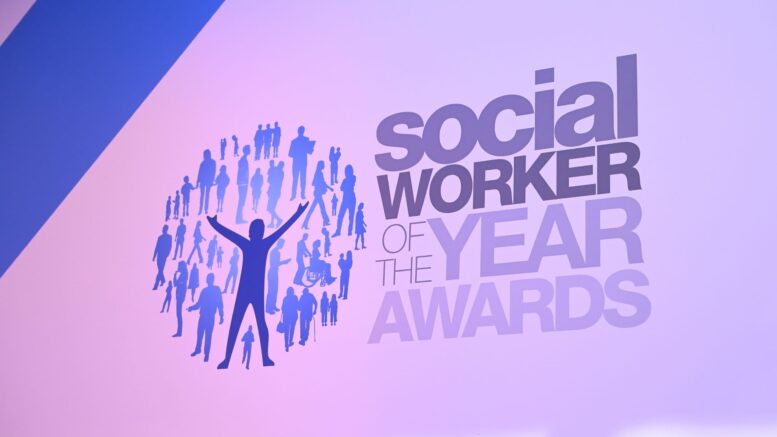 Social Worker of the Year Awards blue logo.