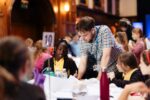 Council staff in discussions with visitors to the Guildhall during Global Entrepreneurship Week 2023.